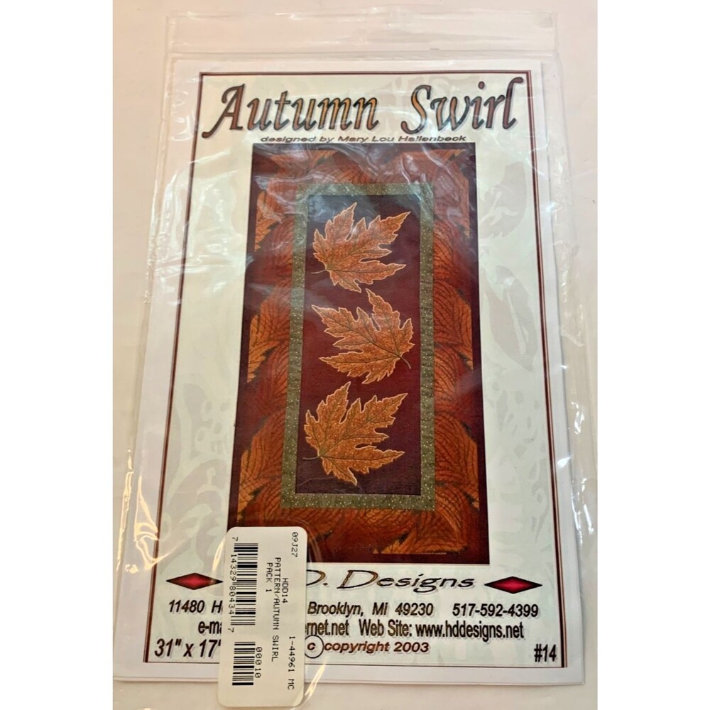 HD Designs Autumn Swirl 14 Quilt Pattern Pumpkins Fall Leaves Wall Quilt Vintage